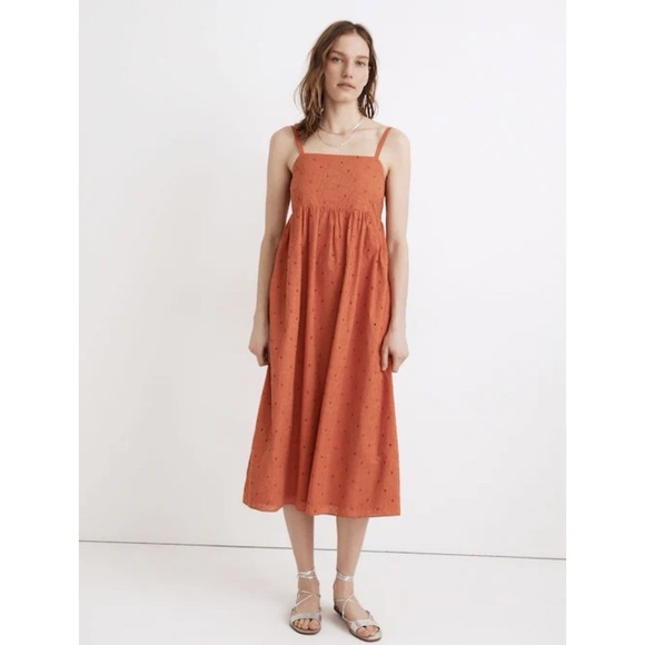 Madewell Dresses & Skirts - Madewell Orange Eyelet‎ Summertime Cami Midi Dress In Rusted Clay Size Medium